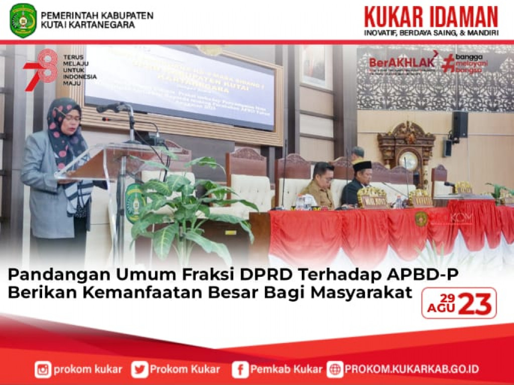Pandangan Umum Fraksi DPRD Terhadap APBD-P Berikan Kemanfaatan Besar Bagi Masyarakat